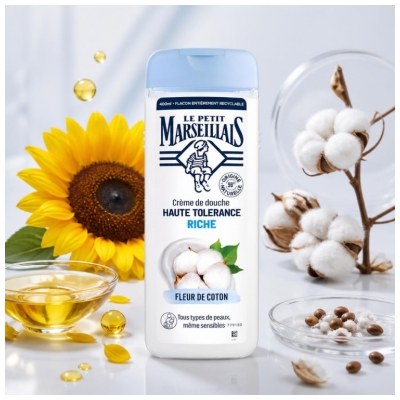 Le Petit Marseillais Crema de Ducha Alta Tolerancia Flor de Algodón 400 ml