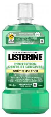 Listerine Bain de Bouche Protection Dents et Gencives Goût Plus Léger 500 ml