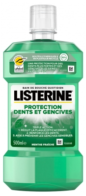 Listerine Bain de Bouche Protection Dents et Gencives Menthe Fraîche 500 ml