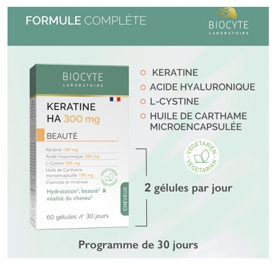 Biocyte Keratine HA 300 mg 60 Gélules
