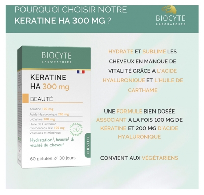 Biocyte Keratine HA 300 mg 60 Gélules