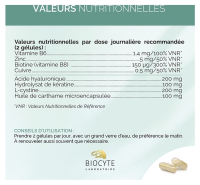Biocyte Keratine HA 300 mg 60 Gélules