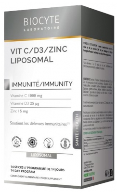Biocyte Vitaminas C/D3/Cinkas Liposomal 14 Sticks