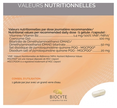 Biocyte PQQ Forte 20 mg 10 Gélules