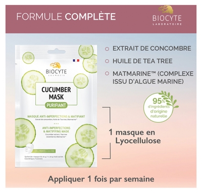 Biocyte Cucumber Mask Purifiant Masque Anti-Imperfections & Matifiant 10 g