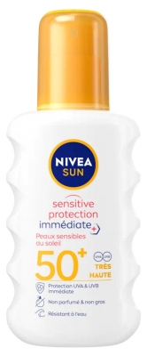 Nivea Sun Občutljiva koža Takojšna zaščita Sprej za sončenje ZF50+ 200 ml