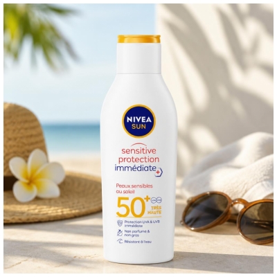 Mleko za sončenje Nivea Sun Sensitive takojšna zaščita SPF50+ 200 ml