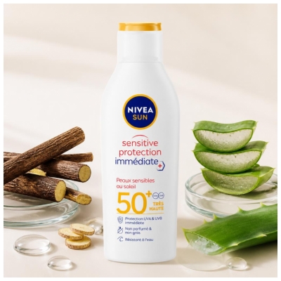 Mleko za sončenje Nivea Sun Sensitive takojšna zaščita SPF50+ 200 ml