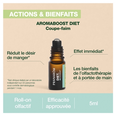 Pranarôm Aromaboost Diet Roll-On aux Huiles Essentielles Bio 5 ml