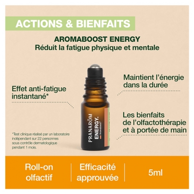 Pranarôm Aromaboost Energy - Énergie Roll-On aux Huiles Essentielles Bio 5 ml