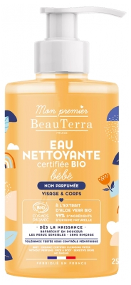 BeauTerra Eau Nettoyante Bébé Sans Parfum Bio 750 ml