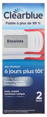 Clearblue Test de Grossesse Détection Ultra Précoce Digital Lot de 2 Tests