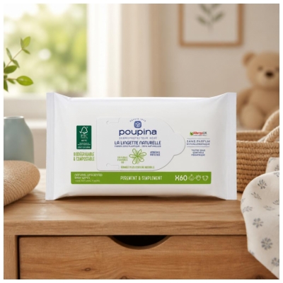 Poupina Natural Wipe 60 Wipes