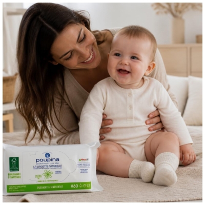 Poupina Natural Wipe 60 Wipes
