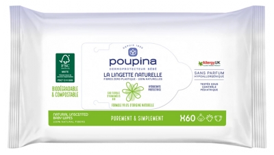Poupina Natural Wipe 60 Wipes