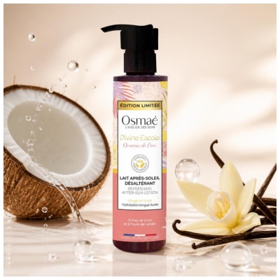 Osmaé Divine Escale Pomirjajoče in vlažilno mleko po sončenju z vonjem po kokosu 200 ml