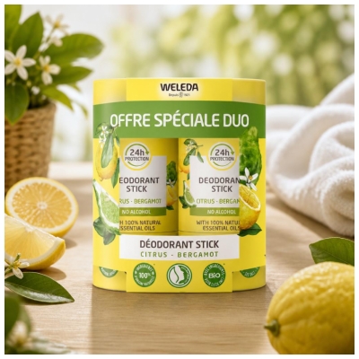 Weleda Déodorant Stick Citrus Bergamote Lot de 2 x 50 g
