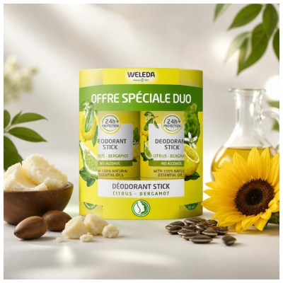 Weleda Déodorant Stick Citrus Bergamote Lot de 2 x 50 g