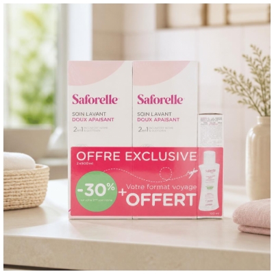 Saforelle Soin Lavant Doux Lot de 2 x 500 ml + Soin Lavant Doux 100 ml Offert