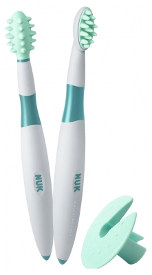 NUK 2 Cepillos de Dientes Educativos a Partir de 6 Meses + 1 Anillo de Seguridad