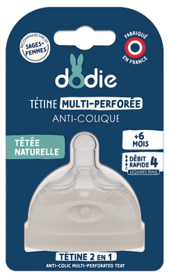 Dodie Tétine Multi-Perforée Anti-Colique Débit Rapide Liquides Épais 6 Mois et +