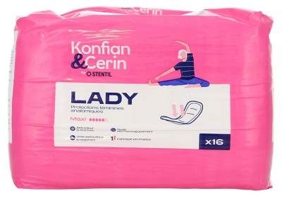 Stentil Konfian & Cerin Lady Maxi Protections Féminines Anatomiques 16 Units