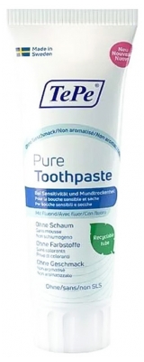 TePe Pasta Dentífrica Pura sin Sabor Para Boca Seca y Sensible 75 ml