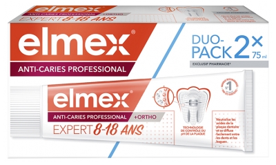 Elmex Dentifrice Anti-Caries Professional Expert 8-18 ans Lot de 2 x 75 ml