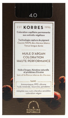 Korres Argan Oil Trwała Farba do Włosów - Kolor: 4.0 Kasztan