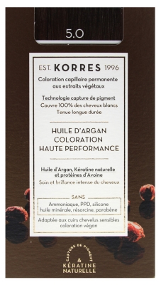 Korres Coloración Permanente Aceite de Argán - Coloración: 5.0 Castaño Claro
