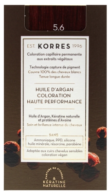 Korres Argan Oil Trwała Farba do Włosów - Kolor: 5.6 Jasny kasztan Magenta