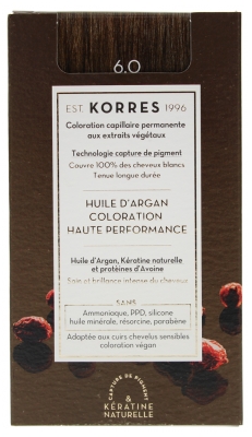 Korres Arganolie Permanent Haarkleuring - Kleuren: 6.0 Donkerblond
