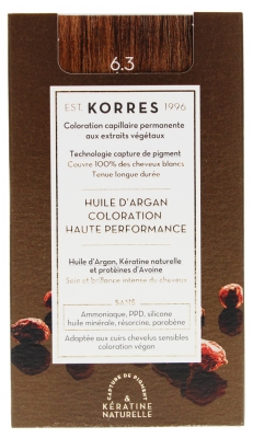 Korres Argan Oil Trwała Farba do Włosów - Kolor: 6.3 Ciemny złoty blond