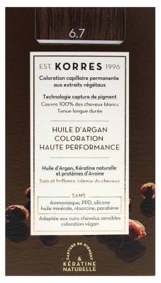 Korres Argan Oil Trwała Farba do Włosów - Kolor: 6.7 Ciemny blond Brązowy