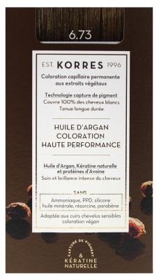 Korres Argan Oil Trwała Farba do Włosów - Kolor: 6.73 Cocoa Gold