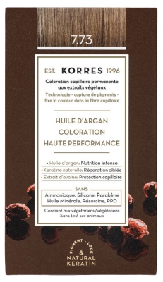 Korres Argan Oil Trwała Farba do Włosów - Kolor: 7.73 Mocha Gold