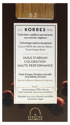 Korres Coloración Permanente Aceite de Argán - Coloración: 8.3 Rubio Claro Dorado