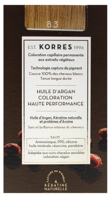 Korres Permanent Color Argan Oil - Hair Colour: 8.3 Light Golden Blonde