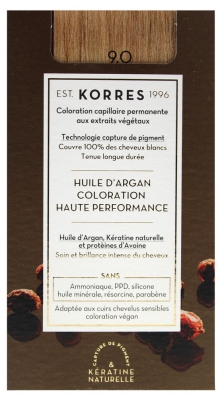 Vopsea Permanentă Korres Ulei de Argan - Culoare: 9.0 Blond foarte deschis