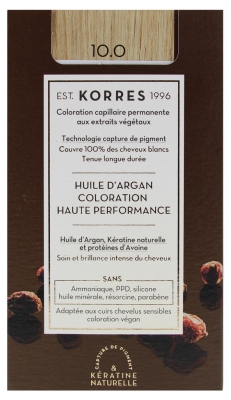 Korres Argan Oil Trwała Farba do Włosów - Kolor: 10.0 Platynowy blond