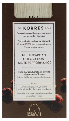 Korres Argan Oil Trwała Farba do Włosów - Kolor: 12.0 Special Blond