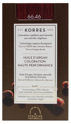 Korres Argan Oil Trwała Farba do Włosów - Kolor: 66.46 Intensywna burgundowa czerwień