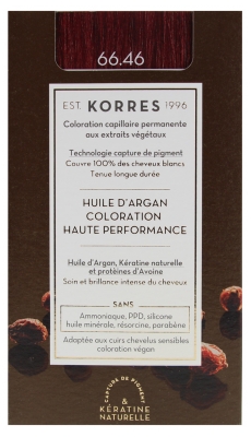 Korres Coloración Permanente Aceite de Argán - Coloración: 66.46 Rojo Borgoña Intenso