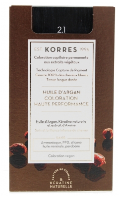 Korres Argan Oil Trwała Farba do Włosów - Kolor: 2.1 Niebieski Czarny