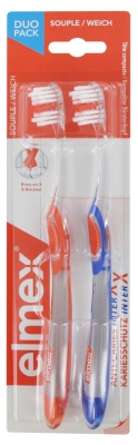 Elmex Anti-Caries InterX Brosse à Dents Souple Duo Pack - Couleur : Bleu et Orange