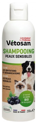 Clément Thékan Vétosan Shampoing Peaux Sensibles Chats et Chiens Bio 200 ml