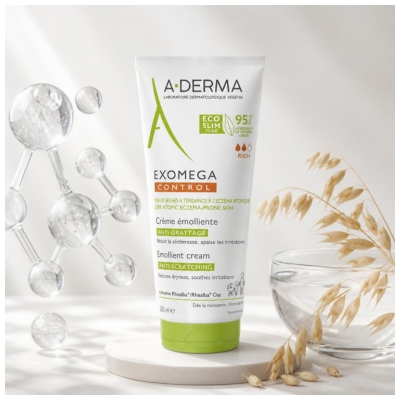 A-DERMA Exomega Control Emolientinis Kremas Nuo Niežėjimo „Eco-Slim“ Tubelė 200 ml