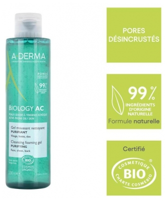 A-DERMA Biology AC Gel Moussant Nettoyant Purifiant Bio 200 ml