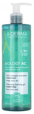 A-DERMA Biologia AC Organiczny Oczyszczający Pieniący Się żel Oczyszczający 400 ml