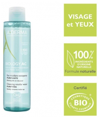 A-DERMA Biology AC Eau Micellaire Nettoyante Purifiante Bio 200 ml